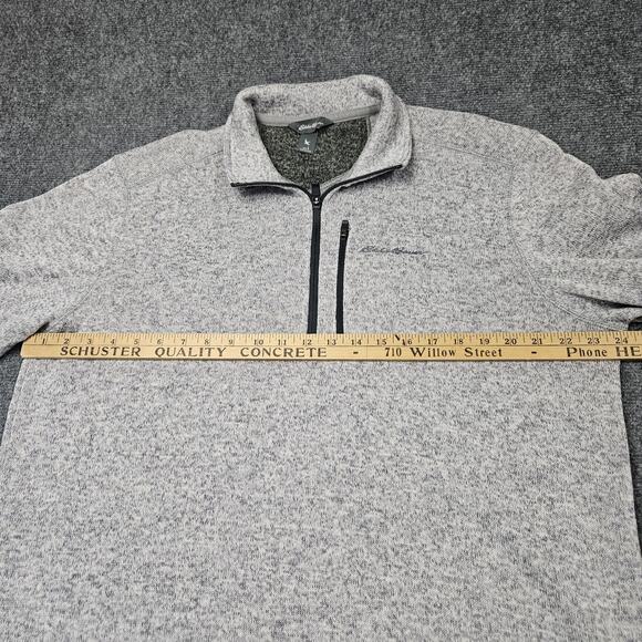Eddie Bauer Quarter Zip Sweater Large Stone Gray Pullover Radiator Mock Neck - Picture 8 of 10